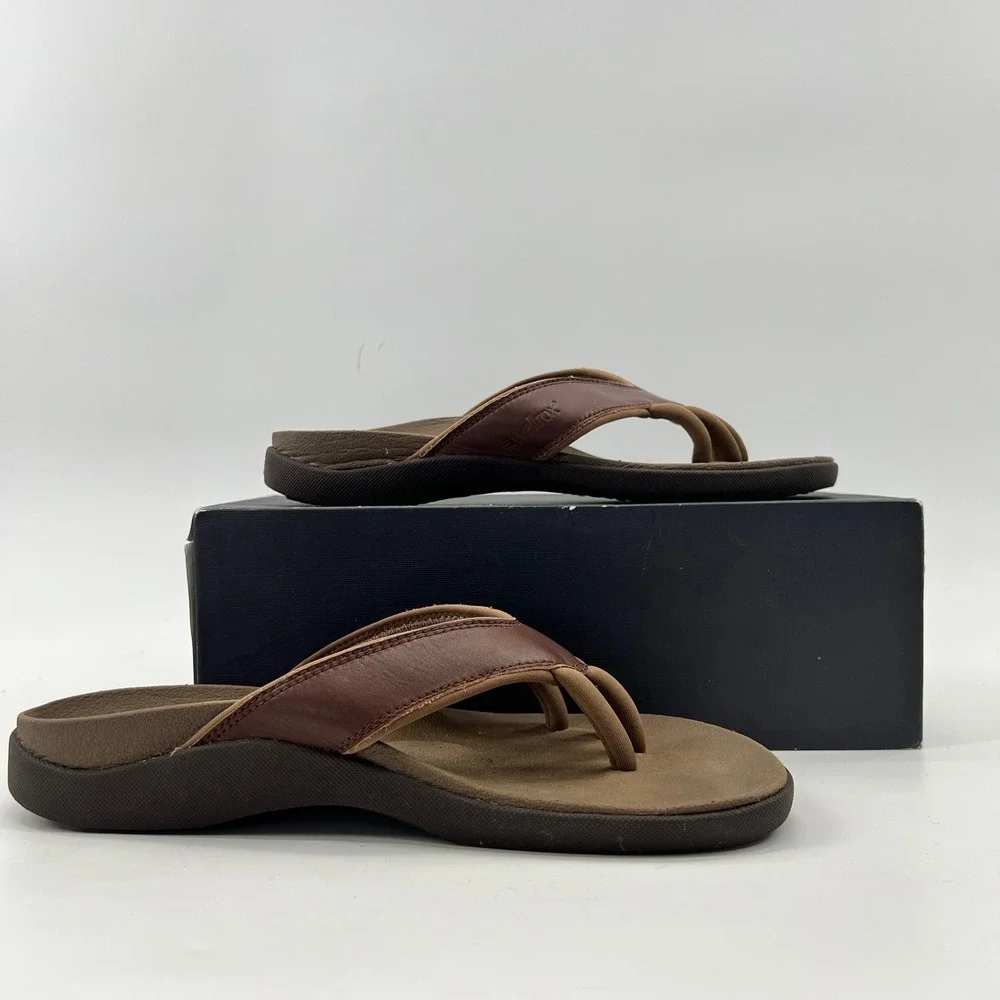 Wellrox Grasp Sandals Womens 8 Brown Yoga Wellness Leather Toe Separator Cloud